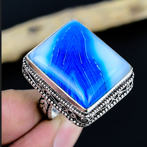 Bague ajustable en pierres précieuses faite à la main : Bijoux vintage - Product Image 2