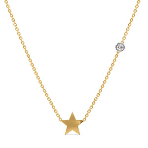 Collier Minimaliste Étoile Diamantée avec Centre Étoile Doré Poli et Accent Scintillant Latéral Flottant - Product Image 1