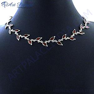 Collar con colgante fino de piedras preciosas multigranate de tonos plateados exclusivo - Product Image 2
