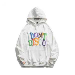 <b>Men</b> Oversized <b>White</b> Hoodie Embroidered I Don't Disco Letter Pullover <b>Sweatshirt</b> Casual Autumn - Product Image 1