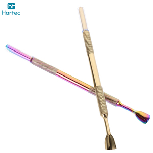 Premium Quality Color-Coated Textured Handle Dual-Finish Stainless Steel Manicure Professional <b>Nail</b> Cuticle Pusher <b>Tools</b> - Product Image 2