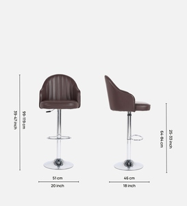 Orbit Bar Chair Brown Colour Modern Counter Height <b>Stool</b> <b>Kitchen</b> Bar Furniture Sleek Contemporary Design Cushioned PU <b>Leather</b> - Product Image 6