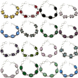 <b>Gemstone</b> <b>Bracelet</b> Lot – Sterling Silver Plated, Oval-Cut Artisan Jewelry - Product Image 2