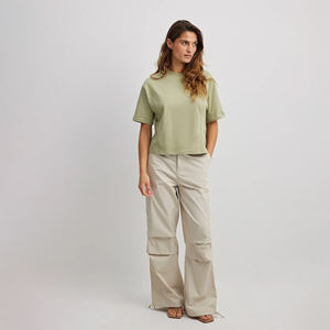 Camiseta Corta de Alta Calidad para Mujer, Corte Cuadrado, Poliéster/Algodón, Anti-Pilling, Ecológica, Cuello en V, Manga Corta, Ajuste Delgado - Product Image 2