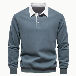 Jersey de manga larga de mezcla de algodón Retro para hombre, Jersey informal transpirable de talla grande para primavera y otoño - Product Image 5