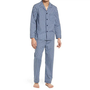 Ensemble de pyjama deux pièces pour homme, directement de l'usine, en coton doux, vêtements de nuit confortables, vêtements de maison avec logo personnalisé - Product Image 1