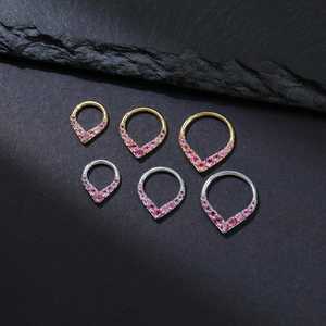 Pendiente de Aro Clicker de Turmalina Rosa, Plata de Ley 925, Chapado en Oro de 14K, Joyería para Cartílago, Hélice y Septum, Piedra de Nacimiento - Product Image 4