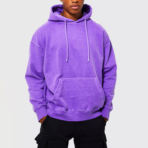 Sudaderas con Capucha para Hombre, Color Morado, 100% Algodón, Felpa Ecológica, para Entrenamiento, Casual, Invierno, Lavado Ácido, con Logotipo Personalizado - Product Image 1