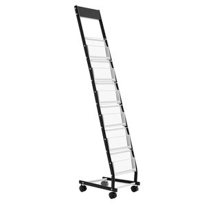 Espositore per Riviste in Metallo a 6 Ripiani con Ruote, Porta Brochure da Terra Mobile per Ufficio - Product Image 5