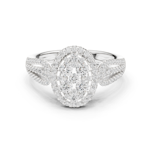 Bague de fiançailles de luxe vintage en diamant taille brillant certifié IGI, avec tige en argent motif feuille, pour femme, cadeau idéal pour mariage, anniversaire ou soirée, bijou raffiné - Product Image 1