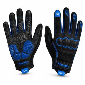 Guantes de Ciclismo KhumBro de Dedo Completo, Antideslizantes, con Correa de Muñeca Ajustable y Puntas para Pantalla Táctil, Azul y Negro, PU, Unisex - Product Image 3