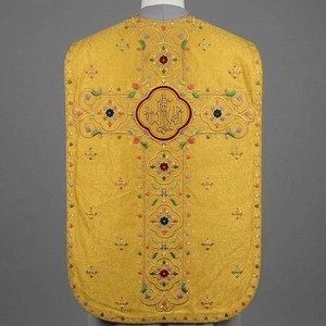 Chasuble liturgique brodée jaune avec étole à croix, vêtement religieux, service OEM, conception personnalisée - Product Image 6