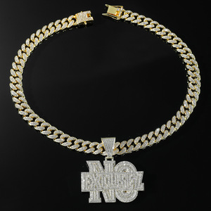 Collar con colgante de letras con incrustaciones de diamantes de imitación, chapado en oro, cadena cubana con diamantes de imitación, estilo Hip Hop, motivacional, estilo urbano, joyería con dijes - Product Image 6