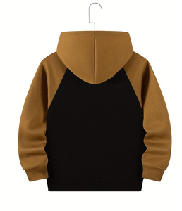 Baby Children Breathable Hooded Sweatshirt 100% Cotton Black Brown Regular Sleeve Casual Autumn Wear Knitted Fabric Unlined - Product Image 3