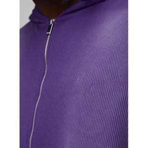 Survêtement vintage délavé à l'acide avec fermeture éclair intégrale, coupe ample, 100 % coton, pantalon de survêtement imprimé en relief, ensemble de survêtement épais - Product Image 6