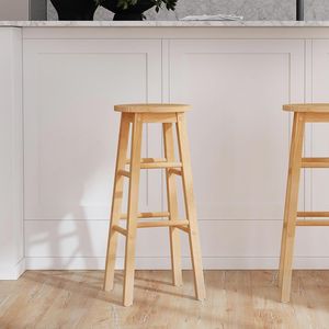 Tabouret de bar rond naturel de 24 pouces, tabouret de bar de qualité supérieure avec un design confortable - Product Image 3