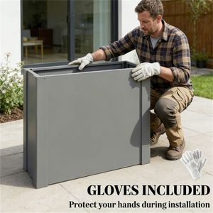 Jardinière surélevée et bac de plantation gris pour extérieur, pot de fleurs élégant pour usage intérieur/extérieur - Product Image 2