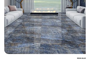 Azulejo de porcelana pulido de alto brillo azul grisáceo con línea dorada, aspecto mármol, para suelo y pared, 600x1200mm - Product Image 4