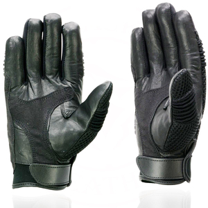 Gants de moto de course pour homme Samroz Sports en cuir noir et maille noire avec doigts élastiqués - Product Image 2