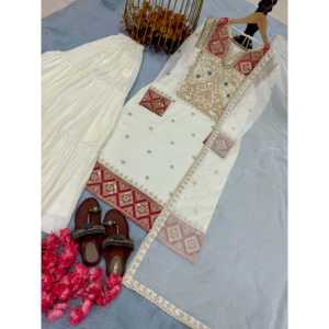 Vestidos de Noche de Diseñador, Elegantes para Fiesta, Top Sarara Plazzo con Hermoso Dupatta - Product Image 2