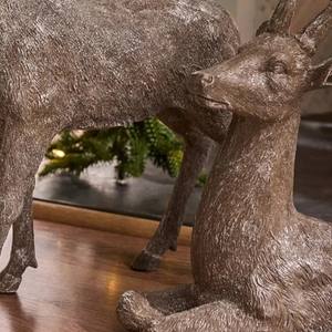 Figuras Rústicas de Reno Navideño de Aluminio Fundido para Decoración de Chimeneas y Mesas Festivas, Estatuas Marrones Estilo Bosque - Product Image 6