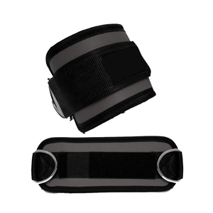 Sangles de cheville robustes en néoprène couleur anthracite, respirantes, unisexe, pour entraînements sur machine à câble, avec double anneau en D, manchons de jambe renforcés pour fessiers - Product Image 1