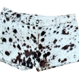 Women Patent Leather <b>Shorts</b> Cowhide Print Mid Waist Button Fly Breathable Hot Pants <b>Rave</b> Dance Stage Wear Custom Wholesale - Product Image 6