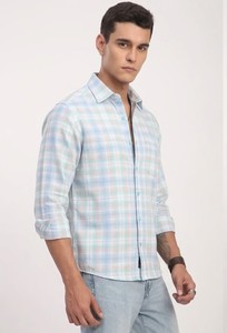 เสื้อเชิ้ตลายสก๊อตแขนยาวสำหรับผู้ชาย ยี่ห้อ Enovate ปกคอปกแบบพับได้ ติดกระดุมสองแถว ผ้าฝ้ายทอระบายอากาศ ใส่ได้ในฤดูร้อน - Product Image 2