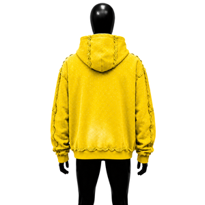 เสื้อฮู้ดซิปสีเหลืองทรงโอเวอร์ไซส์ ดีไซน์ซ่อนเร้น สำหรับผู้ชาย สวมใส่สบาย สไตล์สตรีทแวร์ พรีเมียม แฟชั่นแนวเมือง ฤดูหนาว ผ้าฝ้าย 100% ดีไซน์เนอร์สไตล์ GRA - Product Image 2
