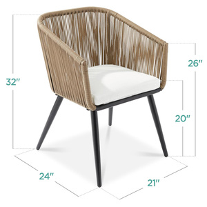 Set of 2 Patio <b>Dining</b> <b>Chairs</b>, Outdoor Seating for Backyard, Poolside, Balcony Woven Wicker Design <b>Dining</b> <b>Chair</b> - Product Image 4
