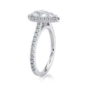 Anillo de Compromiso con Halo de Diamantes Cultivados en Laboratorio de 4.50 Quilates, Corte Pera, Oro Blanco, Pavé, Joyería Personalizada OEM al por Mayor - Product Image 2