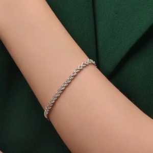 New Collection 925 Moissanite Cut 4.0 Carat Wheat Ear Design Tennis <b>Bracelet</b> for Women Sterling Silver 18K <b>White</b> Gold Plated - Product Image 3