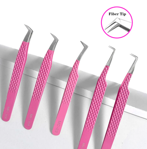 Pinces à cils de précision en acier inoxydable, ensemble rose et jaune, emballage en boîte, pointe lisse, outil professionnel pour les cils - Product Image 6