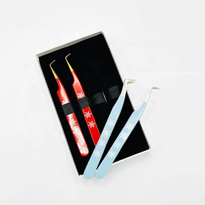 <b>Light</b> Blue Snowflake Eyelash Tweezers Stainless Steel Precision Smooth Tip Curved Set Stainless Steel Lash Tweezers for Eyelash - Product Image 2