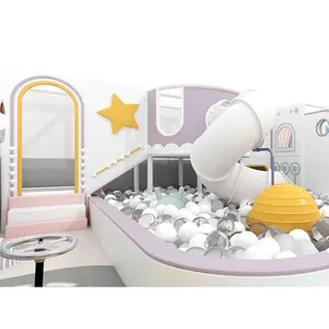 High Quality Macaron Style Children's Space Theme Indoor Playground With Large Slide for Sale