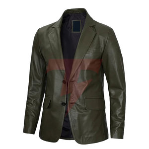 Blazer de Cuero Cruzado Premium para Hombre, Chaqueta Elegante de Manga Larga Estilo Americano, Transpirable para Negocios y Eventos - Product Image 4