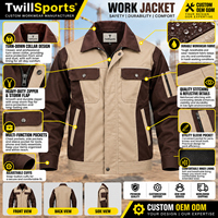 Veste de travail rembourrée haute visibilité pour hommes, vêtements d'hiver réfléchissants pour hommes, poches utilitaires, fermeture éclair, vêtements de travail