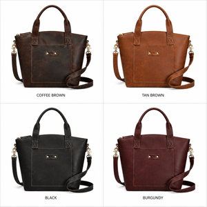 Vintage Genuine Leather Satchel Tote Bag Crossbody <b>Handbag</b> with Adjustable Strap for Women Daily Use - Product Image 5