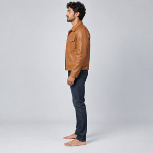 Chaqueta de cuero para hombre con estilo clásico inspirado en motociclistas, construcción duradera, forro suave y un ajuste cómodo para uso en exteriores. - Product Image 2