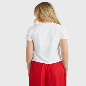 Camiseta Corta Personalizada OEM para Mujer con Estampado de Cerezas Rojas, Corte Holgado, Cuello Redondo, Manga Corta, Tejido de Punto Jersey, 100% Algodón - Product Image 2