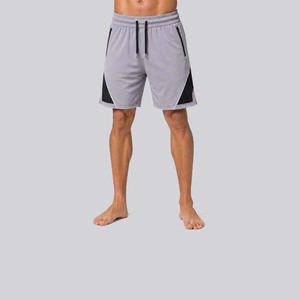 Shorts de sport gris pour hommes à séchage rapide avec poches zippées, taille à cordon de serrage, empiècements en mesh – Idéal pour l'été, respirant et ultra-absorbant - Product Image 3