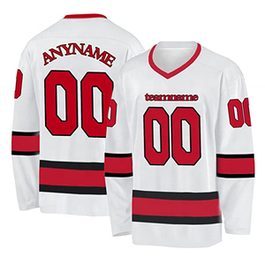 Uniforme de hockey de qualité supérieure en tissu polyester, logo personnalisé imprimé, nom de l'équipe, maillot de hockey sur glace pour joueur de hockey - Product Image 4