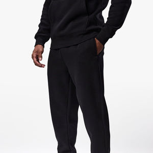 Ensemble de survêtement unisexe noir à capuche, grande taille, 2-en-1, décontracté, manches longues, couleur unie, molleton de coton, pantalon de jogging, tenue d'hiver - Product Image 2