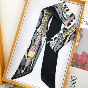 2026 Fashion Leopard Print Square Silk Scarf with Chain Lock Double Layered Twill Skin-Friendly & Durable - Product Image 2