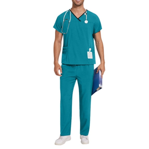 Vente en gros directe usine : Ensemble de 2 pièces de tenue médicale unisexe (haut à col en V et pantalon) pour femmes et hommes - Product Image 1