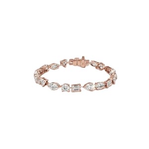 Pulsera de tenis de oro macizo de 10K, 14K, 18K con esmeraldas y diamantes de laboratorio de corte redondo y en forma de pera, certificada por IGI, joyería fina nupcial - Product Image 2