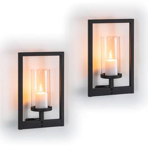 Ensemble de appliques murales en verre et métal noir, cadre rectangulaire, design minimaliste, fixation sécurisée, lumière chaude, décoration intérieure - Product Image 4