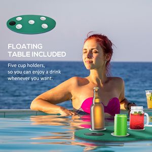 12x5ft Green Lily Pad Floating Water <b>Mat</b> 3-Layer Portable <b>Roll</b>-Up Dock for 2-3 People with Drink Holders - Product Image 4