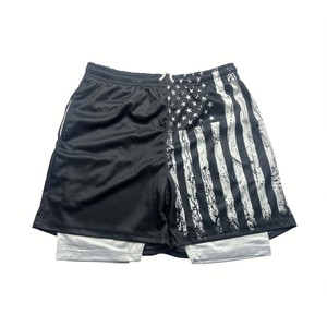 Wholesale Polyester Mesh Shorts <b>Men</b> Drawstring Elastic Waist Gym <b>Trunks</b> OEM Print Premium Athleisure 2 in 1 Track Shorts America - Product Image 1
