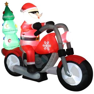 Decorazione da Giardino Gonfiabile Natalizia da 18W con 7 Luci LED, Babbo Natale in Moto, 1,8m, per Esterni - Product Image 5
